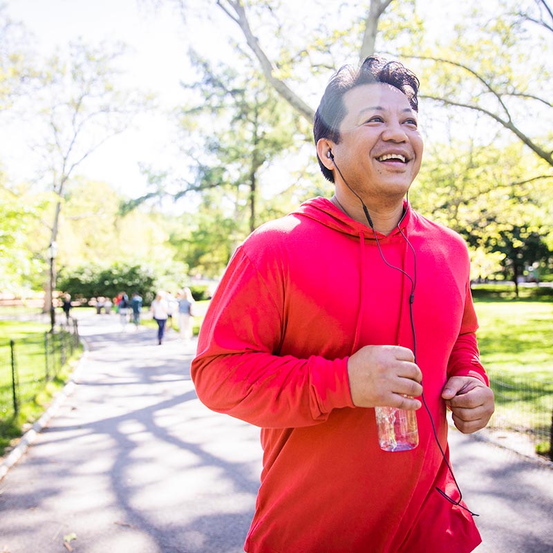 Man jogging in a park